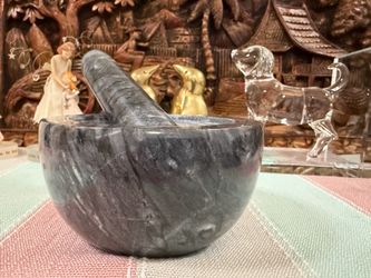 Tera Heavy Marble Mortar and Pestle Set - Gray Stone Spice Grinder ($15)