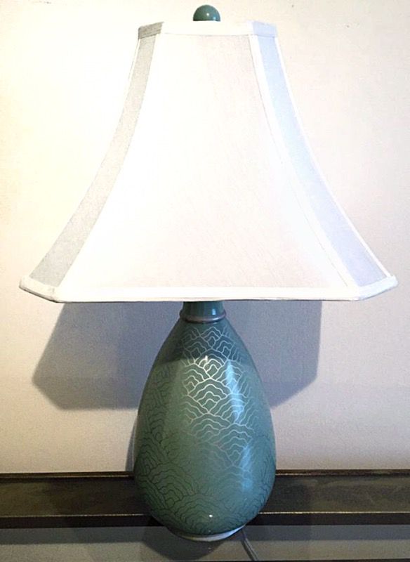 Large Lamp Teal Blue and Gold