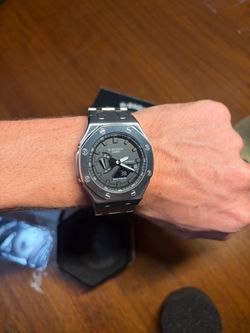 Custom Casio G-Shock Watch Silver Tone black dial