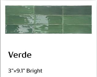 [$4.12 per sqft] 3"x9.1" Tabarca verde tile (14 boxes/28 Pcs per Box)