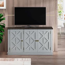 48 in. 3-Door Gray Sideboard Buffet Table Accent Cabinet