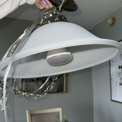 Swag pendant light with silver chain