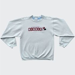 Minnie Mouse Vintage Disney “as sweet as can be” baby blue crewneck sweatshirt with embroidered logo Size Small 