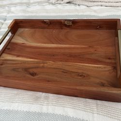 Wood Tray Brass Handles