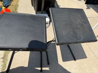 2 Folding TV Tray Tables – Black Adjustable Snack Tables