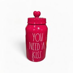 Rae Dunn Red Heart Valentine's Canister You Need A Kiss 