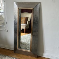 Vintage Large Farmhouse Mirror in Aluminum and Wood