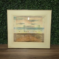 Framed René Carcan "Promenade" Painting #27/99 Numbered & Signed