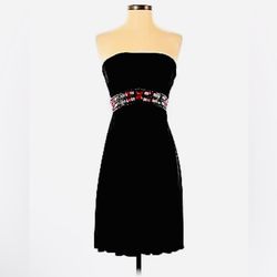WHBM Party dress size 12 Black strapless beaded embellished evening cocktails