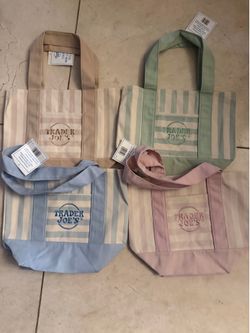 Trader Joe’s Embroidered Stripes mini tote bag set 4