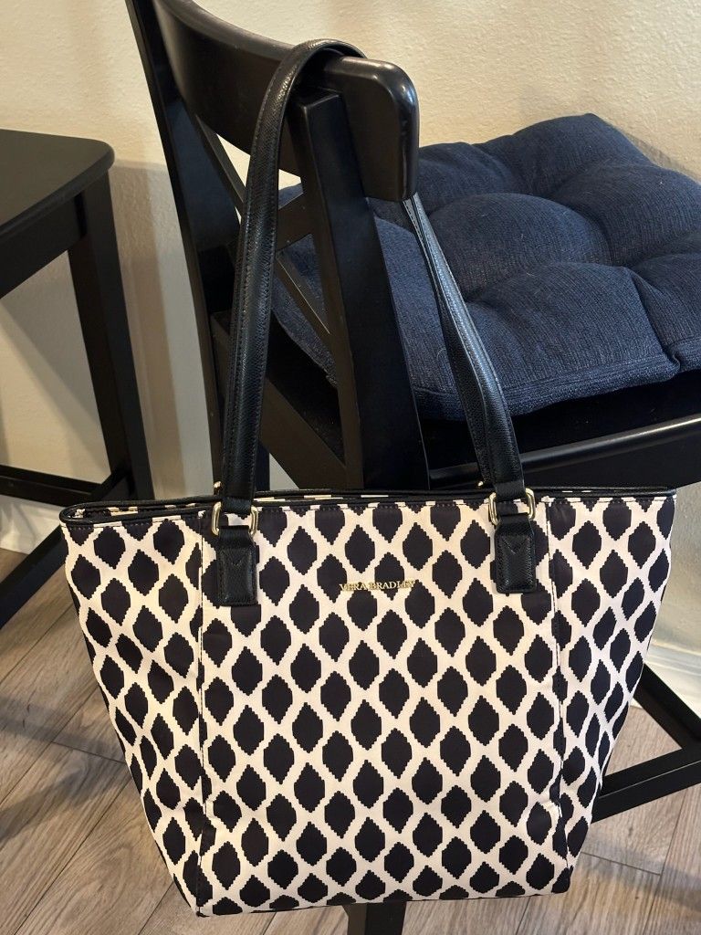 Like New Vera Bradley Tote Bag Purse Black Zipper Womens'