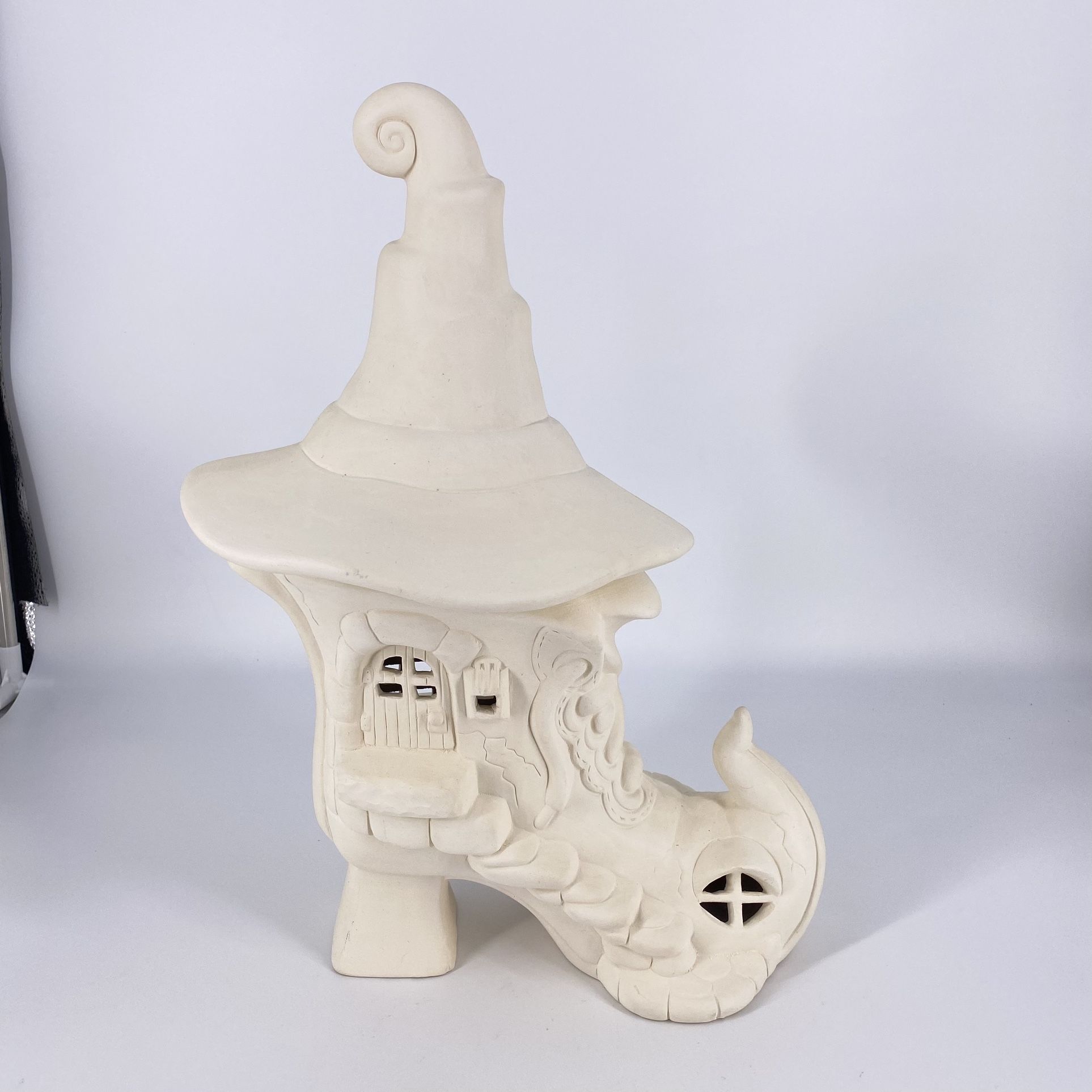 Witch Hat Shoe Fairy House for Fairy Garden Ready To Paint Halloween Ceramic