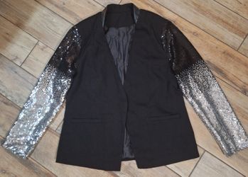 Women's Sequined Blazer Suit Jacket Size Large (12-14) Wedding Prom Business Professional Formal