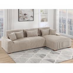 Camel Color  Corduroy Extra Large Sectional Sofa With Pillows Included Brand New In Box Firm Price $550