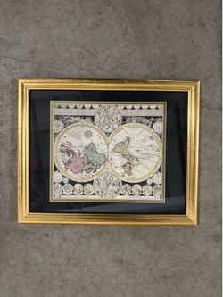 *Vintage* Gold Framed “World Map” Print