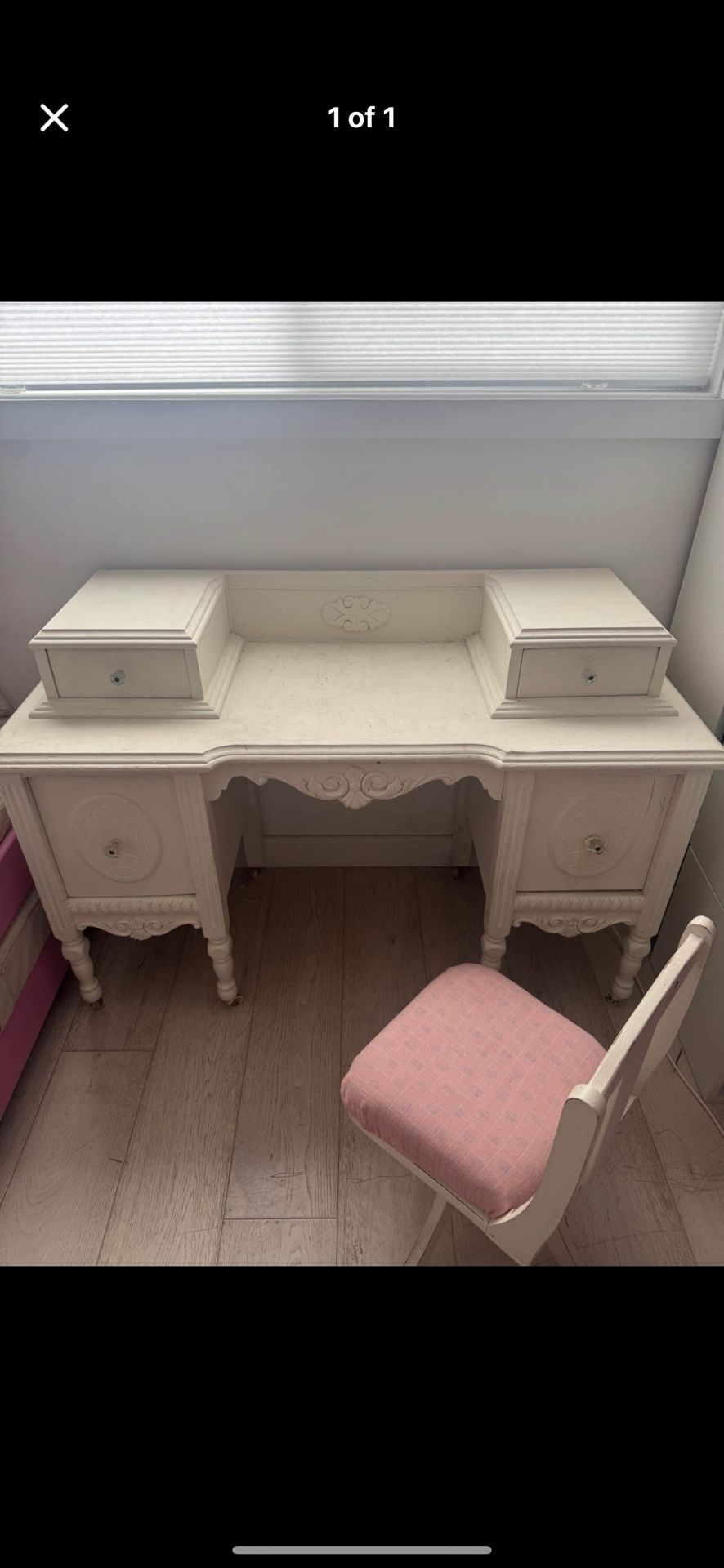 Vintage antique vanity with chair