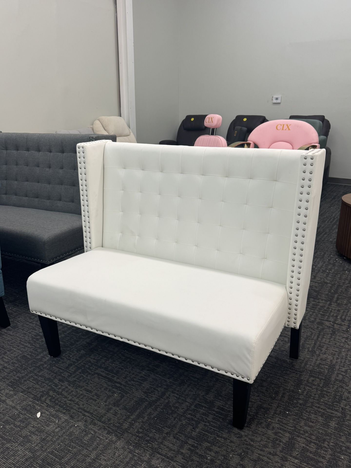 Modern Loveseat Settee Bench Sofa Couch (WHITE)