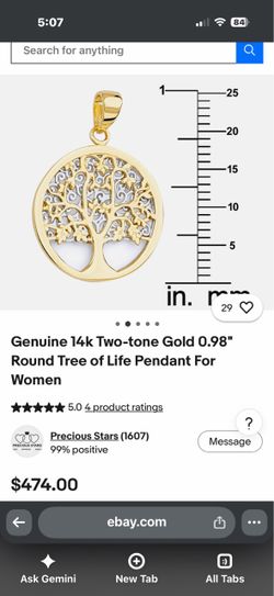 🔥🔥🔥🔥14k Two-Tone Gold Tree of Life Pendant