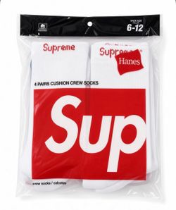 Supreme x Hanes Crew Socks 4-Pack White