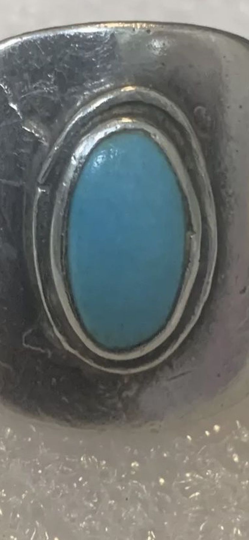 Sterling Native American Turquoise Ring Size 9 1/2