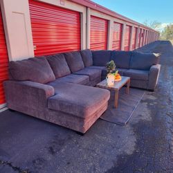 *Free delivery* Ashely dark gray U sectional couch like new only couch 3 piece soft suede like