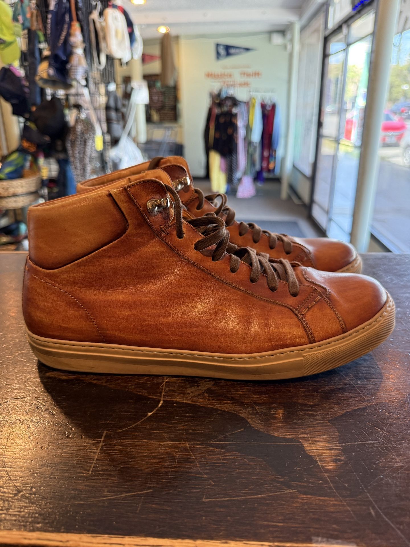Magnanni Nalda Brown Leather Lace Up Sneaker Mens SZ 10.5
