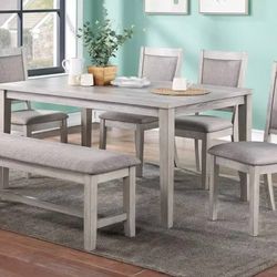 6-pcs Dining Set  This spacious table set with elegant wood crafted design can transform your dining room into the perfect place to spend time with fa
