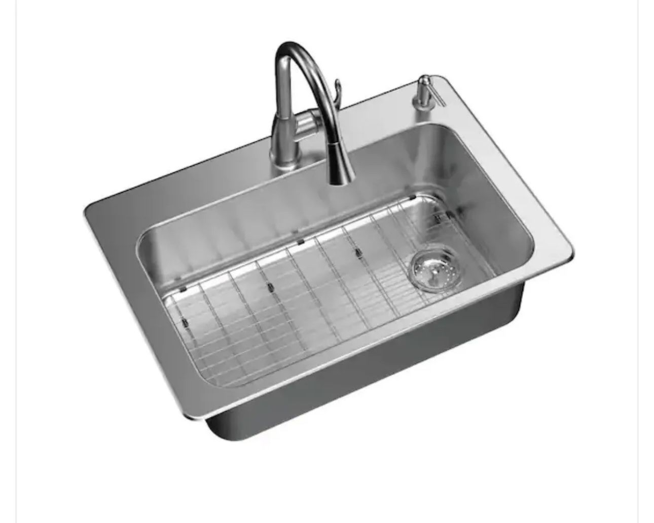 Glacier BayAll in 1 Drop In/Undermount 18G Stainless Steel 33 in. Single Bowl