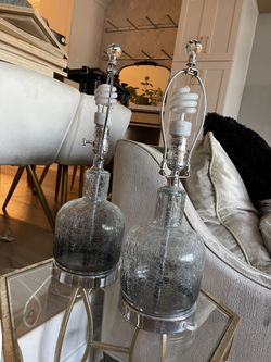 Glass Cracked Glass Table Lamp Set Without Lamp Shades
