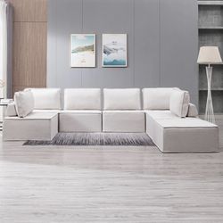 7pc Modular Floor Couch - Cotton & Hemp