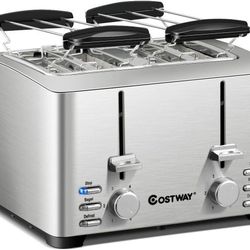 4 Slice, Extra-Wide Slot Stainless Steel Toaster with 2 Independent Control Panel