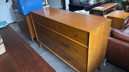 Alton cherry mid century style 6 drawer dresser
