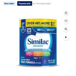 2 CAN'S Similac Advance Powder Baby Formula With Iron, Has DHA & Lutein, 30.8-oz Value Can