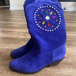 Royal Blue, Colored Jeweled Suede Faux 