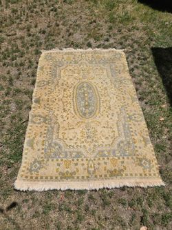 Vintage Handmade Wool Turkish Oushak 4x6 Rug