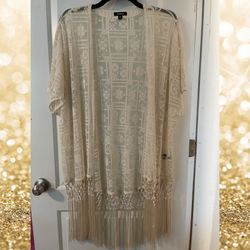 Torrid 1/2 Cream Tassel Kimono