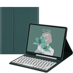 iPad 6 iPad 5 Air 2 Pro 9.7 inch Keyboard Case Cute Round Key Color Keyboard Wireless Detachable BT Keyboard Cover with Pencil Holder for iPad 6th 5th
