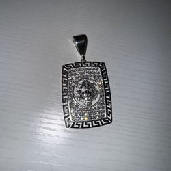 Iced Tiger Pendant – 925 Silver, 17g Greek Key AAA CZ