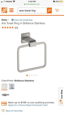 Delta Bathroom Toilet Paper Holder / 2 Towel Rings
