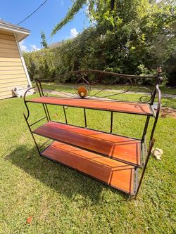At Home 3-Tier Wrought Iron and Wood Baker's Rack / Bookshelf