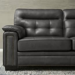 Top Grain Leather Sofa and Loveseat Set - Gray