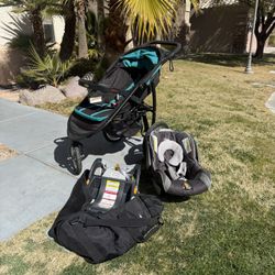 chicco car seat slate and running stroller 