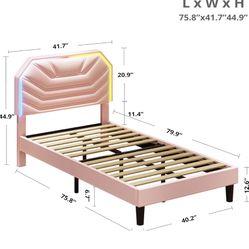 Girls Twin Size Bed With LED (Barely Used)