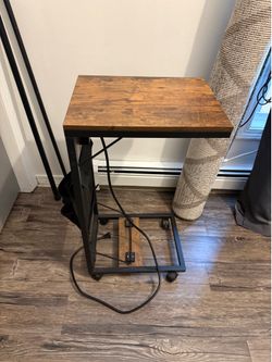 Walnut side table with outlet and usb