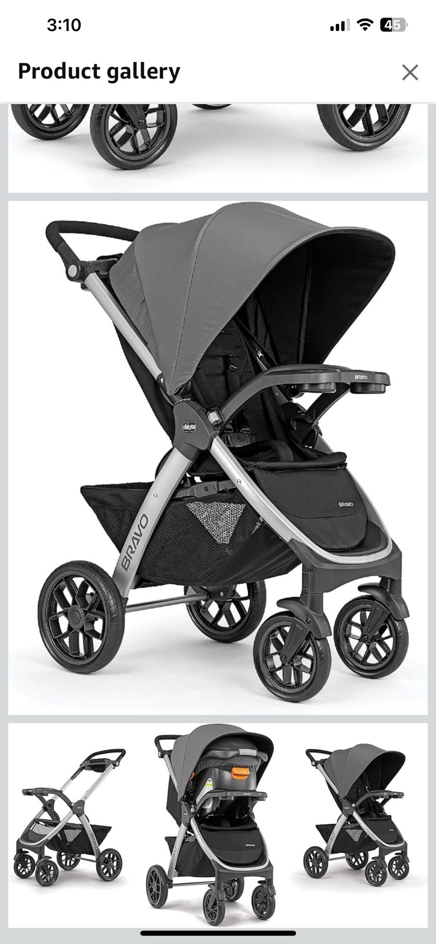 Used Chicco Bravo 3-in-1 Stroller with Infant Car Seat and Base