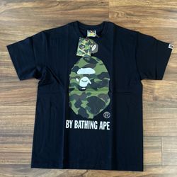 Black Tee Bathing Ape Green Camo Bape
