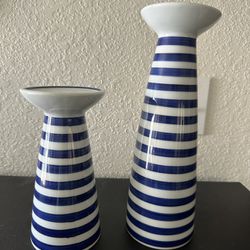 Blue and White Ceramic Pillars