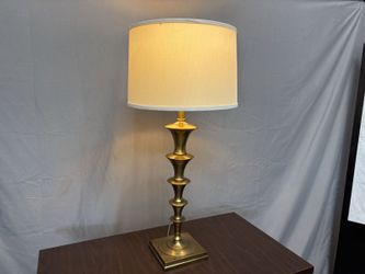 Vintage Scandinavian Inspired Stacked Brass Table Lamp