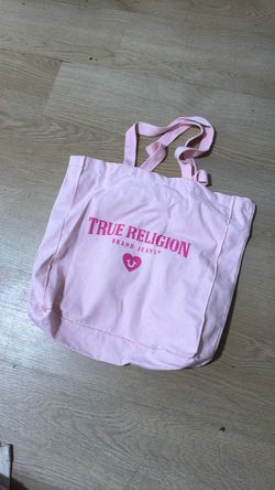 pink true religion tote bag