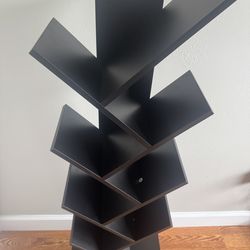 8 Tier Tree Bookshelf with Drawer, Free Standing Wood Bookcase for Living Room, Bedroom, Home Office, Space Saving Storage Organizer Bookshelves for B